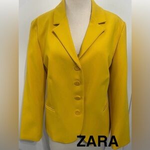 ZARA Vibrant Yellow Blazer - Size L -NEW